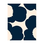 Marimekko Iso Unikko stoff bomullssateng Cotton-dark navy