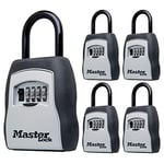 Master Lock, 5400EC5 Lot de 5 boîtes d'extérieur pour coffre-fort avec serrure à combinaison, capacité de 5 clés, noir
