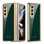 COQUE Galaxy Z Fold 4 5G,étui pour téléphone Portable Ultra Mince en Verre 9H Peinte Brillante,Housse de téléphone Pliable pour Samsung Galaxy Z Fold 4 5G-Vert tressé