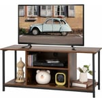 Meuble tv Support de Télévision jusqu'à 50 Pouces avec Etagère Réglable et 2 Trous des Câbles 110x40x49,5 cm pour Salon - Costway