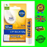 NIVEA SUN Protect Caring Lip Balm SPF50 (5.5ml), Factor 50 with...