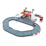 Jouet Hape Station de Course pour Petite Voiture et Circuit Train Bois - Jeu pour Enfant de Plus de Trois Ans - Compatible Avec Jeux de Petit Train en Bois de Marque Traditionnelle