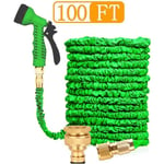 Tuyau d'arrosage extensible DIOLUMIA - 30m - Arrosage de jardin - Polyester, Laiton - 15mm - Vert