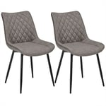 WOLTU Chaise de Salle à Manger Lot de 2, Moderne Chaise de Cuisine, Chaise scandinave, Chaise Coiffeuse, pour Salle de Séjour, Chambre à Coucher, Cuisine, en Similicuir et métal Gris Foncé BH210dgr-2