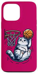 Coque pour iPhone 13 Pro Max Belle idée cadeau design drôle chat qui fait du basketball