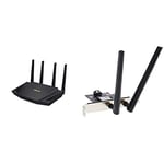 ASUS RT-AX58U WIFI 6 AX3000 Dual-Band Mesh WiFi System Router, AIMESH, MU-MIMO Tech increase Capacity, Game Rangeboost, Trend Micro Aiprotection Pro security, Adaptive QoS with Network adapter
