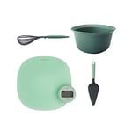 Brabantia Tasty+ Kitchen Scale Battery-Free + Large Mixing Bowl + Whisk Plus Draining Spoon + Cake Server Plus Cutting Edge