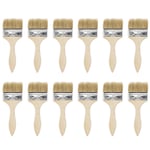 3 Inch Paint Brush Natural Bristle Flat Edge Wood Handle for Painting 12Pcs