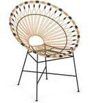 Chaise d'extérieur ronde en rotin synthétique - Design Boho Bali - Elsa Naturel - Acier, Rotin synthétique - Naturel