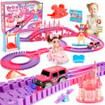 Adeokay Cadeau Fille 3 4 5 6 7 8 Ans, Circuit Voiture Enfant Jouet Fille 3-8 Ans Circuit Voiture Electrique Jeu Fille 3-8 Ans Train Electrique Enfant Cadeau Fille 3-8 Ans Anniversaire Cadeau Noël