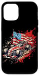 iPhone 12/12 Pro Vintage Auto Racing Car American Flag 4th of July, Auto Race Case