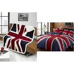 Rapport Home Union Jack Fleece Blanket Throw - Red Whit Blue. British Flag & Rock N Roll Funky Union Jack British Uk Blue Red White Double Duvet Cover Bedding Bed Set, Blue