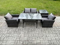 Wicker Outdoor Garden Furniture Set Patio Furniture Rattan Dining Table Lounge Sofa with Side Table