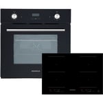 Four encastrable Cuisinière autarcique verre noir induction Plaque de cuisson Timer Respekta