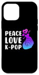 Coque pour iPhone 12 mini Peace Love K-Pop, geste du doigt en forme de cœur, Saranghae