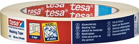 tesa 4323 Indoor Masking tape for painting and decorating - 3 Day residue free removal, 50 m x 25mm - 1 roll