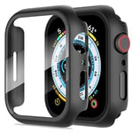 Diruite 2-Pack Screen Protector for Apple Watch 6/5/4/SE 44mm Tempered Glass Case,All Around Hard Matte PC Protective for iWatch 44mm Cover-Black