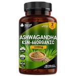 Ashwagandha KSM 66-1200mg - 180 Vegan Tablets Pure High Strength Ashwagandha Root Extract - 3 Months Supply Ashwagandha KSM Tablets Supplement (not Ashwagandha Capsules) Non-GMO & UK Made