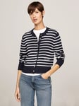 Tommy Hilfiger Stripe Pure Organic Cotton Cardigan, Navy/White