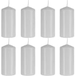 Lot de 8 bougies pilier longue durée 20h pour décoration fête coupure d'électricité ø 5 cm x h 10 cm