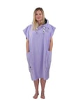 ALL-IN - Poncho Manches Courtes pour Homme - Surf, Bain et Plage - Tissu Eponge Velours 380g/m² 100% Coton - Capuche et 2 Poches - Taille Unique - Violet