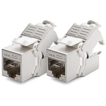 deleyCON 2x CAT 7 Module Jack Keystone Idéal pour CAT7 CAT6 CAT6a Connecteur Câble D'Installation de Raccordement de Réseau Blindage STP Prise RJ45 1000 MHz 10 Gbit/s Pince D'Isolation (LSA)