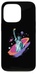 Coque pour iPhone 13 Pro Statue de la Liberté USA tenant une torche flamboyante avec des plantes