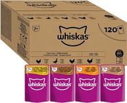 Whiskas 7+ Senior Poultry Selection in Jelly 120 Pouches, Senior Wet Cat Food, Megapack (120 x 85 g)