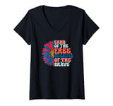 Womens Land Of The Free Because Of The Brave V-Neck T-Shirt