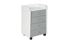 Inter Link - Caisson à roulettes avec tiroirs - Caisson de bureau sur pied - Armoire à roulettes Commode de bureau 4 Blanc et Gris - Printi