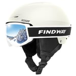 Findway Casque de Ski avec Lunettes de Ski pour Hommes Femmes Jeunes Casque Ski Ajustable pour Skating, Surf des neiges, Antichoc et Universel