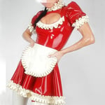 Latex Rubber Gummi Maid Servant Uniform Dress with Apron Uniform Temptation