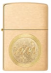 Zippo - Aquarius Emblem - Brass Brushed - Essence Briquet Coupe-Vent, Rechargeable, dans Une boîte Cadeau de Haute qualité 60006108