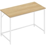 Vasagle - Bureau, Table, Poste de Travail, pour Bureau, Chambre, 60 x 120 x 76 cm, Style Moderne, Cadre en Métal, Couleur Chêne Naturel et Blanc Perle