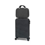 CELIMS - Petite Valise Cabine Rigide ABS 45x30x20 avec Vanity Trousse de Toilette 30 cm - Bagage à Main Léger, Approuvé EasyJet, Idéal pour Enfants et Adultes - Noir