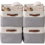 FOREHILL paniers de rangement pliables en tissu cationique robuste et pliable avec poignées pour étagère pour chambre d'enfant ou penderie (Gris et