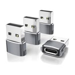 4-pack USB till USB-C-adapter, Typ-C hona till A hane bil laddare omvandlare för nya iPhone 16 Pro Max Plus 15 14 13, Appl