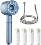 Pommeau de Douche avec Tuyau 1,5M,5 Modes de Jet Pommeau Douche Anti Calcaire,Filtre Coton PP Remplaçable Pommeau de Douche Filtrant,Shower Head,Pommes de Douche et Douches à Main (Bleu).[T269]