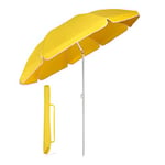 Sekey® Parasol Ø 160 cm inclinable pour Patio Jardin Balcon Piscine Plage Jaune Rond Sunscreen UV20+