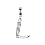 non-branded 925 Sterling Silver Letter Beads Initial A-Z Dangle Alphabet Crystal Charm CZ Birthstone Pendant Fits European Bracelet (L)