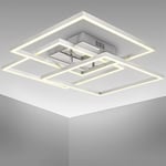 B.K.Licht I Plafonnier LED moderne 40 Watt I lampe de salon | 3000 K blanc chaud I LED-Frame finition chrome-aluminium