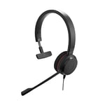 Jabra B2B Evolve 20 Mono Headset - Casque certifié Microsoft pour VoIP Softphone avec Annulation Passive du Bruit - Câble USB avec contrôle Volume - Noir