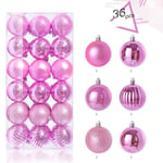 36PCS Christmas Ball Ornaments Set Julgranshänge ROSA Pink