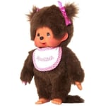 Monchhichi Peluche Fille Bavoir Rose et blanc 20 cm - 25555