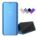 BRAND SET Case for OPPO A52/A92/A72 Plating Smart Mirror Case Shell Automatic Have Sleep/Wake Function Flip Case All-inclusive Mobile Phone Case Suitable for OPPO A52/A92/A72-Blue