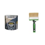 RONSEAL Ultimate DECKING Paint Slate 2.5L & Fit for The Job 4 inch Large Capacity Shed and Fence Block Brush for Rapid Painting of Sheds & Fence