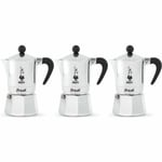 3 x Bialetti Break 6 Cup Moka Pot - Stovetop Coffee - Espresso, Aluminium, Black