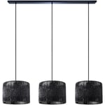 Paco Home - Suspension Table à Manger Osier Boho Lampe Suspendue E27 Rotin Lampe à suspension - Noir, Noir (Ø27cm)