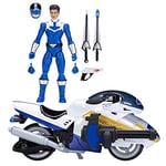 Power Rangers Lightning Collection, Figurines de 15 cm Time Force Ranger Bleu avec Moto Vector et Accessoires, F5702, Multicolore