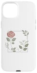 Coque pour iPhone 15 Plus Rose florale botanique, style minimaliste, roses d'amour